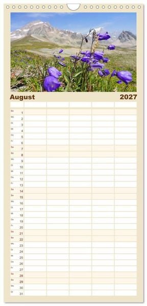 Produktbild: Familienplaner 2027 - TMB - Mont Blanc mit 5 Spalten (Wandkalender, 21 x 45 cm) CALVENDO