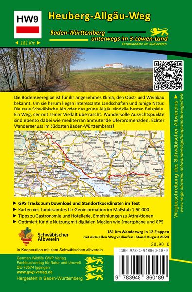 Produktbild: Heuberg-Allg&auml;u-Weg HW9 - Bodensee, Naturparadiese Schw&auml;bische Alb und Allg&auml;u
