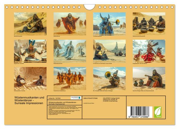 Produktbild: W&uuml;stenmusikanten und W&uuml;stent&auml;nzer - Surreale Impressionen (Wandkalender 2026 DIN A4 quer), CALVENDO Monatskalender