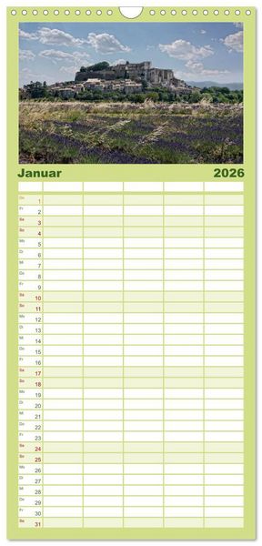 Produktbild: Familienplaner 2026 - Provence romantique mit 5 Spalten (Wandkalender, 21 x 45 cm) CALVENDO