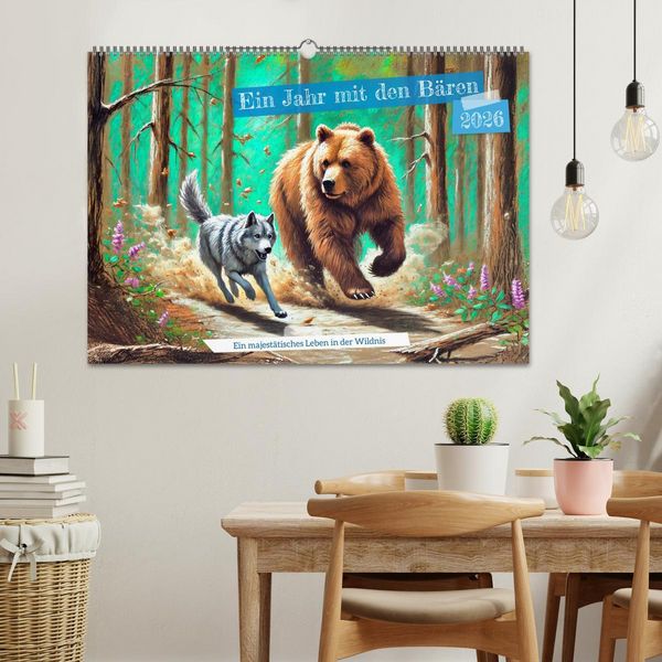 Produktbild: Ein Jahr mit den B&auml;ren - Ein majest&auml;tisches Leben in der Wildnis (Wandkalender 2026 DIN A2 quer), CALVENDO Monatskalender