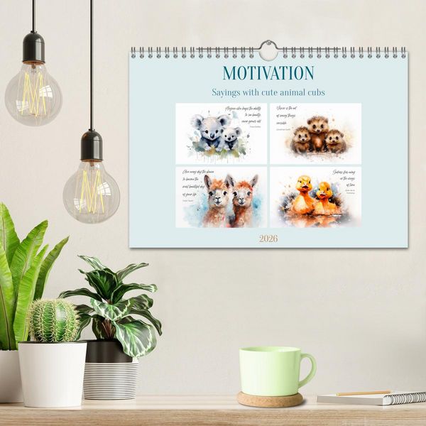 Produktbild: MOTIVATION Sayings with cute animal cubs (Wall Calendar 2026 DIN A4 landscape), CALVENDO 12 Month Wall Calendar