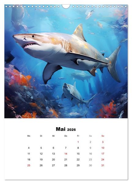 Produktbild: Tanz der Haie. Aquarelle von den K&ouml;nigen der Meere (Wandkalender 2026 DIN A3 hoch), CALVENDO Monatskalender