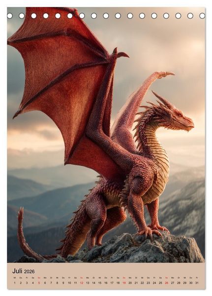 Produktbild: Drachen Kalender - ein Jahr mit mystischen Fabelwesen (Tischkalender 2026 DIN A5 hoch), CALVENDO Monatskalender