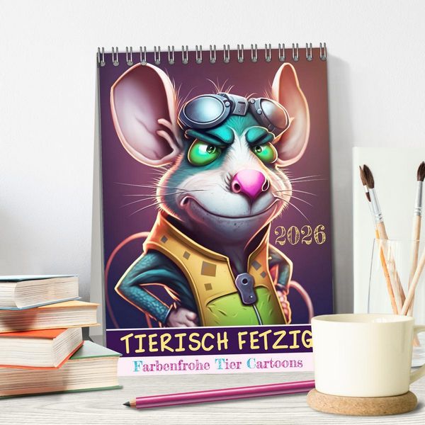 Produktbild: Tierisch fetzig (Tischkalender 2026 DIN A5 hoch), CALVENDO Monatskalender