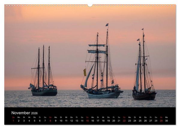 Produktbild: Windjammer auf der Ostsee im Abendlicht (Wandkalender 2026 DIN A2 quer), CALVENDO Monatskalender