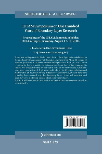Produktbild: IUTAM Symposium on One Hundred Years of Boundary Layer Research