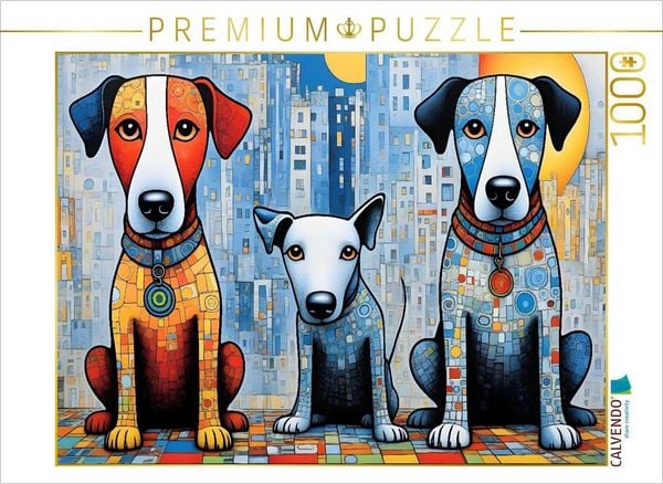 CALVENDO Puzzle Bunte Hunde - Reinschnuppern ins neue Jahr | 1000 Teile Lege-Größe 64x48cm Foto-Puzzle für glückliche Stunden