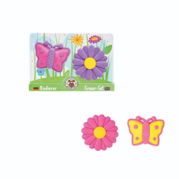 Produktbild: TRENDHAUS&reg; Radierer-Set Blume und Schmetterling Good Feelings
