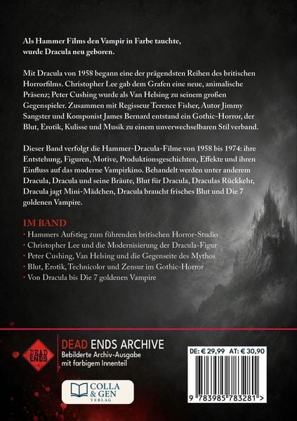 Produktbild: Vampire k&uuml;ssen blutig &ndash; Die &bdquo;Dracula&ldquo;-Filme von Hammer, 1958 &ndash; 1974 (Dead Ends Archive)