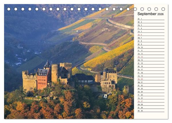 Produktbild: Der Rhein. Oberes Mittelrheintal von Bingen bis Koblenz (Tischkalender 2026 DIN A5 quer), CALVENDO Monatskalender