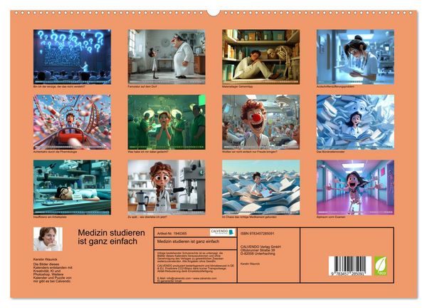 Produktbild: Medizin studieren ist ganz einfach (hochwertiger Premium Wandkalender 2026 DIN A2 quer), Kunstdruck in Hochglanz