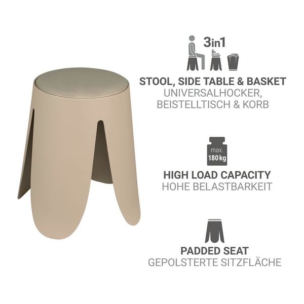 Produktbild: Badhocker Mod. Comiso Beige matt, belastbar bis 180 kg