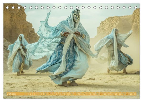 Produktbild: W&uuml;stenmusikanten und W&uuml;stent&auml;nzer - Surreale Impressionen (Tischkalender 2026 DIN A5 quer), CALVENDO Monatskalender