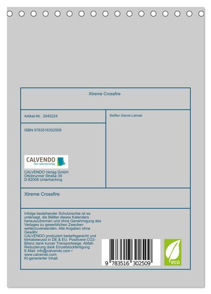Produktbild: Xtreme Crossfire (Tischkalender 2026 DIN A5 hoch), CALVENDO Monatskalender