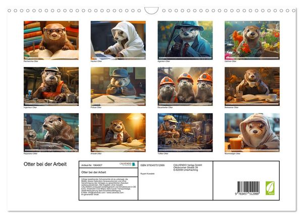Produktbild: Otter bei der Arbeit (Wandkalender 2026 DIN A3 quer), CALVENDO Monatskalender