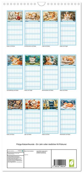 Produktbild: Familienplaner 2026 - Filzige Katzenfreunde - Ein Jahr voller niedlicher KI-Filzkunst mit 5 Spalten (Wandkalender, 21 x 45 cm) CALVENDO