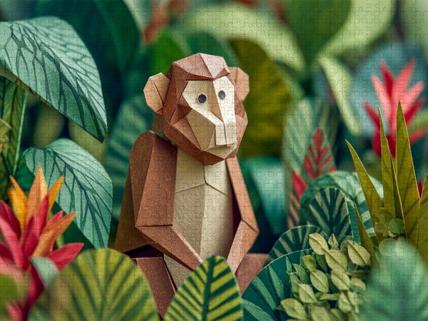 Produktbild: CALVENDO Puzzle Origami Affe im tropischen Dschungel | 1000 Teile Lege-Gr&ouml;&szlig;e 64x48cm Foto-Puzzle f&uuml;r gl&uuml;ckliche Stunden
