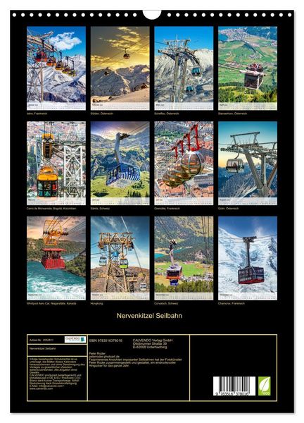 Produktbild: Nervenkitzel Seilbahn (Wandkalender 2026 DIN A3 hoch), CALVENDO Monatskalender