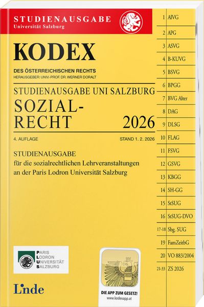 Produktbild: KODEX Studienausgabe Sozialrecht Salzburg 2026