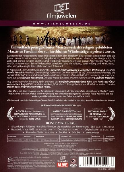 Produktbild: Das 1. Evangelium nach Matth&auml;us - Das Meisterwerk von Pier Paolo Pasolini (Filmjuwelen)