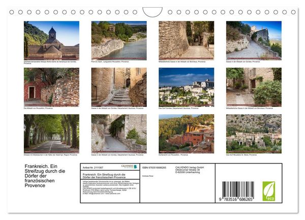 Produktbild: Frankreich. Ein Streifzug durch die D&ouml;rfer der franz&ouml;sischen Provence (Wandkalender 2026 DIN A4 quer), CALVENDO Monatskalender
