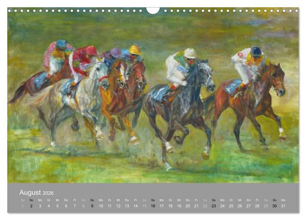 Produktbild: Mit Pferden durch die Jahreszeiten - Pferdebilder in &Ouml;l und Aquarell (Wandkalender 2026 DIN A3 quer), CALVENDO Monatskalender