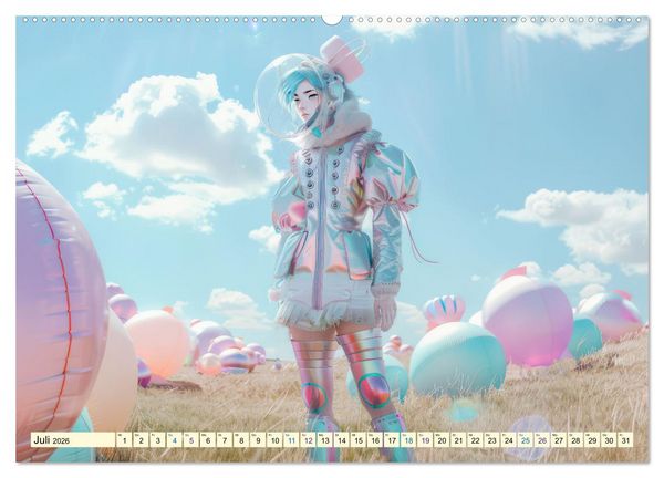 Produktbild: Figuren in einer bunten Welt - Im Anime-Stil (hochwertiger Premium Wandkalender 2026 DIN A2 quer), Kunstdruck in Hochglanz