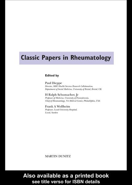 Produktbild: Classic Papers in Rheumatology