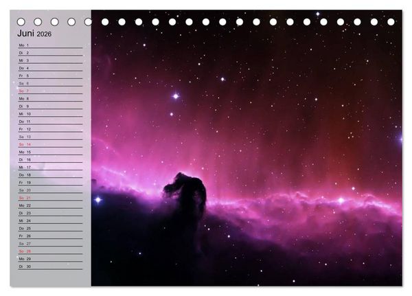 Produktbild: Der Weltraum. Spektakul&auml;re Gasnebel und Galaxien (Tischkalender 2026 DIN A5 quer), CALVENDO Monatskalender