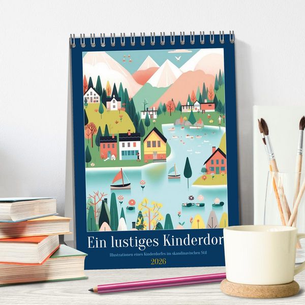 Produktbild: Ein lustiges Kinderdorf (Tischkalender 2026 DIN A5 hoch), CALVENDO Monatskalender