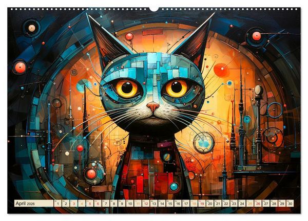 Produktbild: Katzen - die Nacht erwacht (hochwertiger Premium Wandkalender 2026 DIN A2 quer), Kunstdruck in Hochglanz