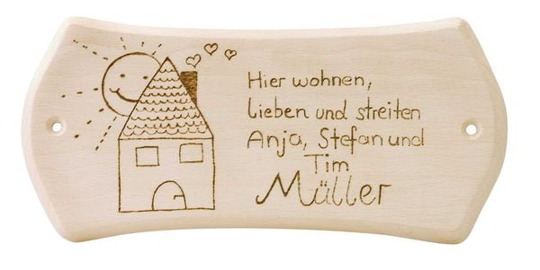 Produktbild: PEBARO TUES2 - T&uuml;rschilder Holz, 3 St&uuml;ck, Gr&ouml;&szlig;e 22x10,5 cm, Brandmalerei