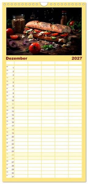 Produktbild: Familienplaner 2027 - Fastfood &Auml;sthetik mit 5 Spalten (Wandkalender, 21 x 45 cm) CALVENDO