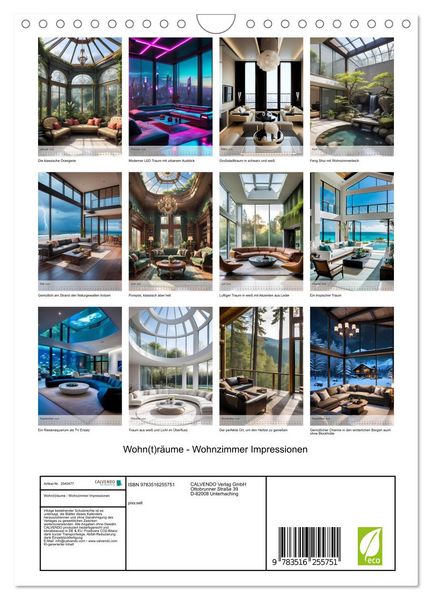 Produktbild: Wohn(t)r&auml;ume - Wohnzimmer Impressionen (Wandkalender 2026 DIN A4 hoch), CALVENDO Monatskalender