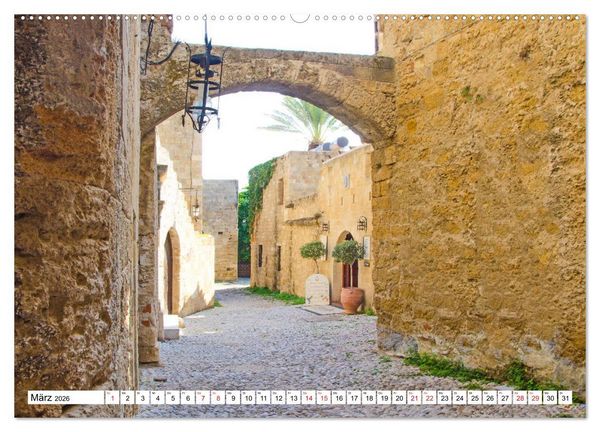 Produktbild: Rhodos - Altstadt mit Charme und Zauber (hochwertiger Premium Wandkalender 2026 DIN A2 quer), Kunstdruck in Hochglanz