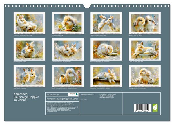 Produktbild: Kaninchen. Flauschige Hoppler im Garten (Wandkalender 2027 DIN A3 quer), CALVENDO Monatskalender