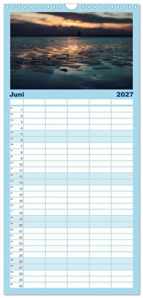 Produktbild: Familienplaner 2027 - Abendlicht &uuml;ber der Nordsee mit 5 Spalten (Wandkalender, 21 x 45 cm) CALVENDO