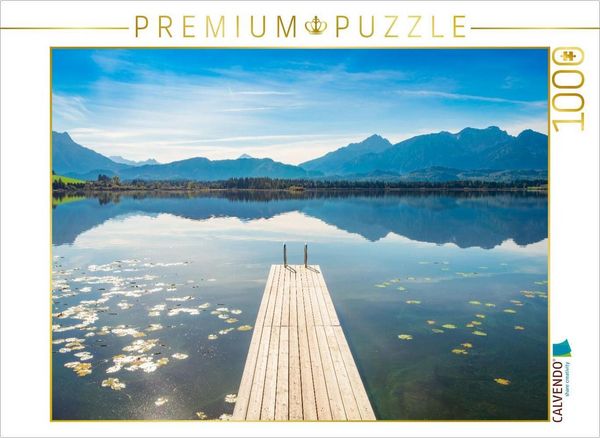 CALVENDO Puzzle Hopfensee mit Allgäuer Alpen | 1000 Teile Lege-Größe 64x48cm Foto-Puzzle für glückliche Stunden