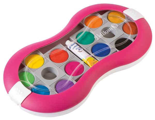 Produktbild: Pelikan Deckfarbkasten Space+ magenta, 12 Farben und 1 Tube Deckwei&szlig;
