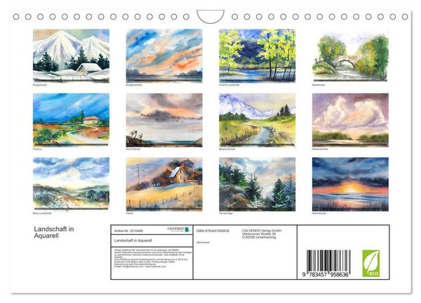 Produktbild: Landschaft in Aquarell (Wandkalender 2026 DIN A4 quer), CALVENDO Monatskalender