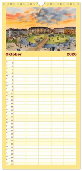 Produktbild: Familienplaner 2026 - DOCUMENTA-Stadt Kassel mit 5 Spalten (Wandkalender, 21 x 45 cm) CALVENDO
