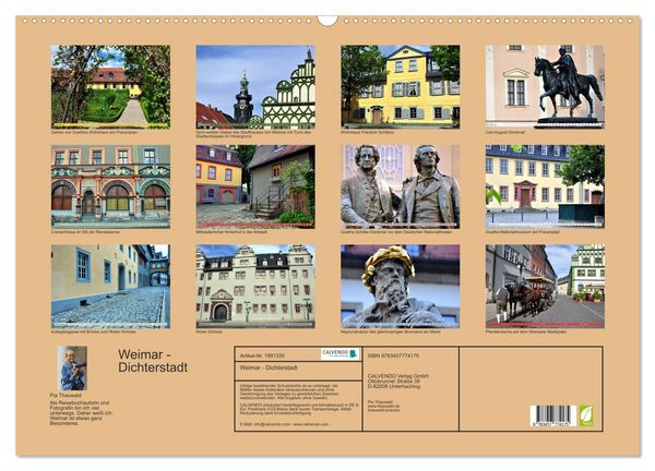 Produktbild: Weimar - Dichterstadt (Wandkalender 2026 DIN A2 quer), CALVENDO Monatskalender