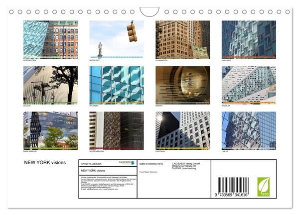 Produktbild: NEW YORK visions (Wandkalender 2027 DIN A4 quer), CALVENDO Monatskalender