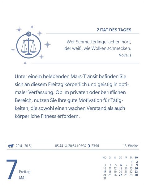 Produktbild: Waage Sternzeichenkalender 2027 - Tagesabrei&szlig;kalender - Ihr Horoskop f&uuml;r jeden Tag