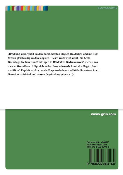 Produktbild: H&ouml;lderlins Ideal: &Uuml;ber die Suche nach einer Gemeinschaft in "Brod und Wein"