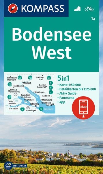 Produktbild: KOMPASS Wanderkarte 1a Bodensee West 1:50.000