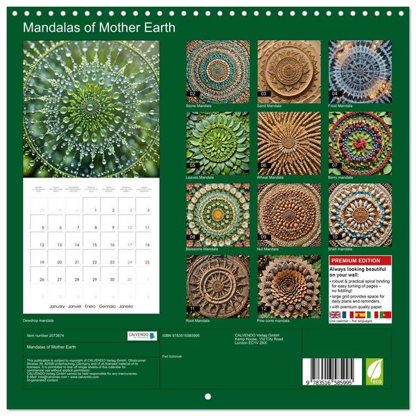 Produktbild: Mandalas of Mother Earth (Wall Calendar 2026 12 &times; 12 Inch) CALVENDO 12 Month Wall Calendar
