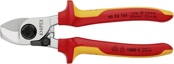Produktbild: Knipex 95 26 165 Kabelschere Geeignet f&uuml;r (Abisoliertechnik) Alu- und Kupferkabel, ein- und mehrdr&auml;htig 15 mm 50 mm&sup2; 0