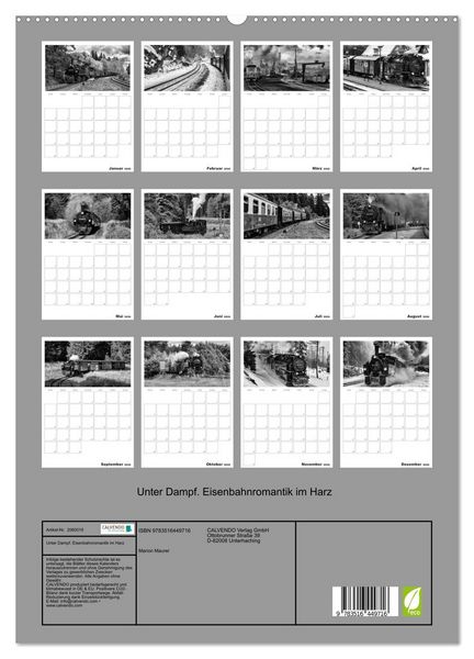 Produktbild: Unter Dampf. Eisenbahnromantik im Harz (hochwertiger Premium Wandkalender 2026 DIN A2 hoch), Kunstdruck in Hochglanz